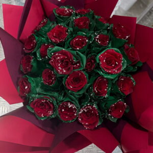 Red and Green roses 25 steams