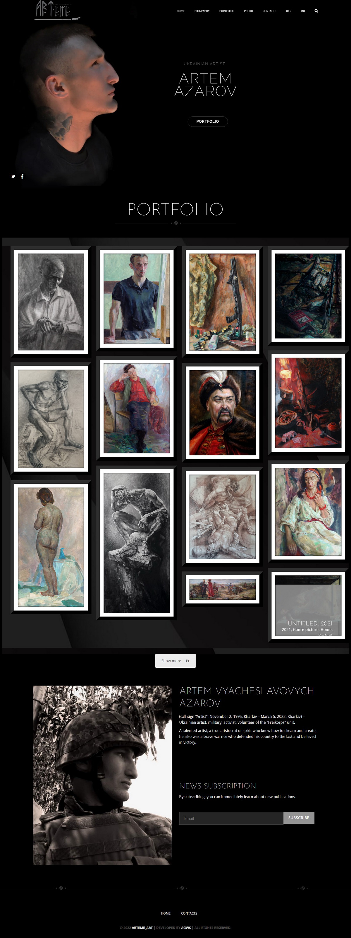 ARTEME ART artist portfolio desktop version