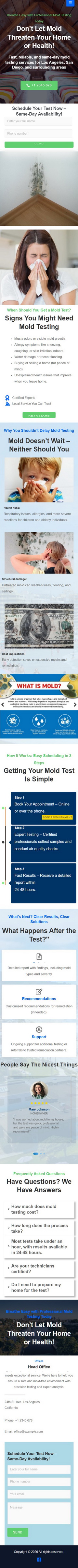 Mold Testing — Lead Generation Landing Page for California, mobile version preview