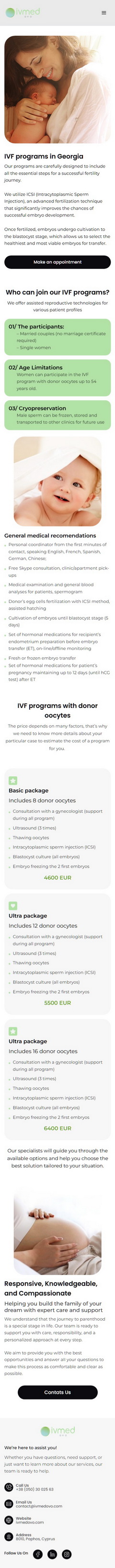 IVMED IVF programs in Georgia, mobile version preview