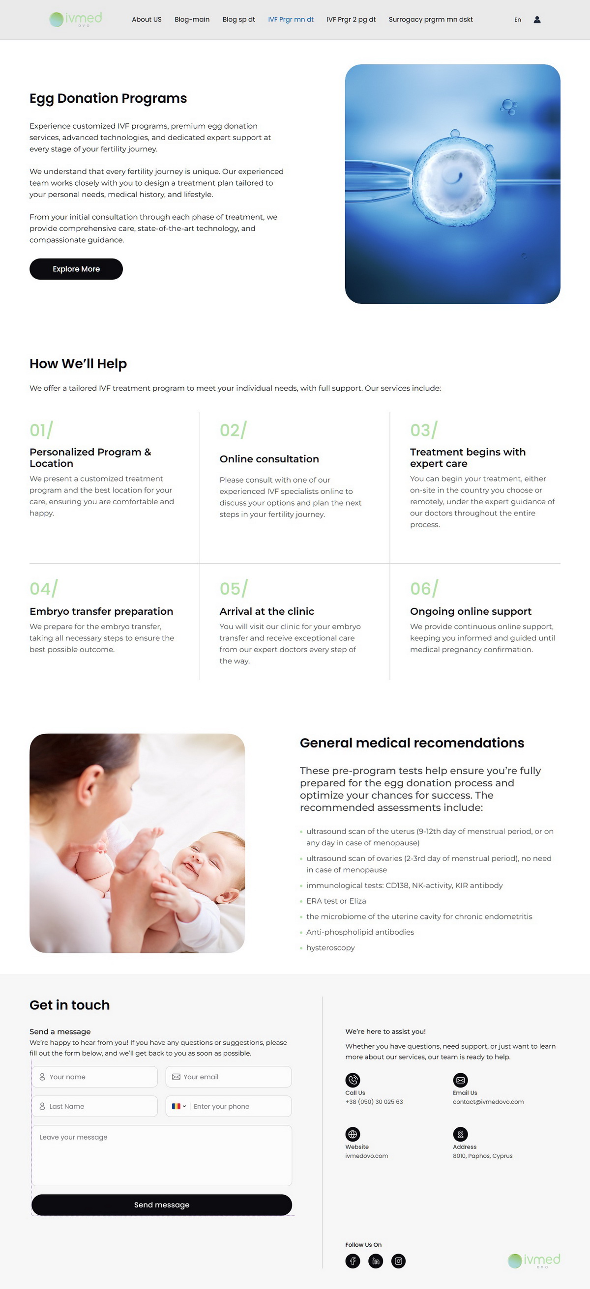 IVMED — IVF programs, desktop preview