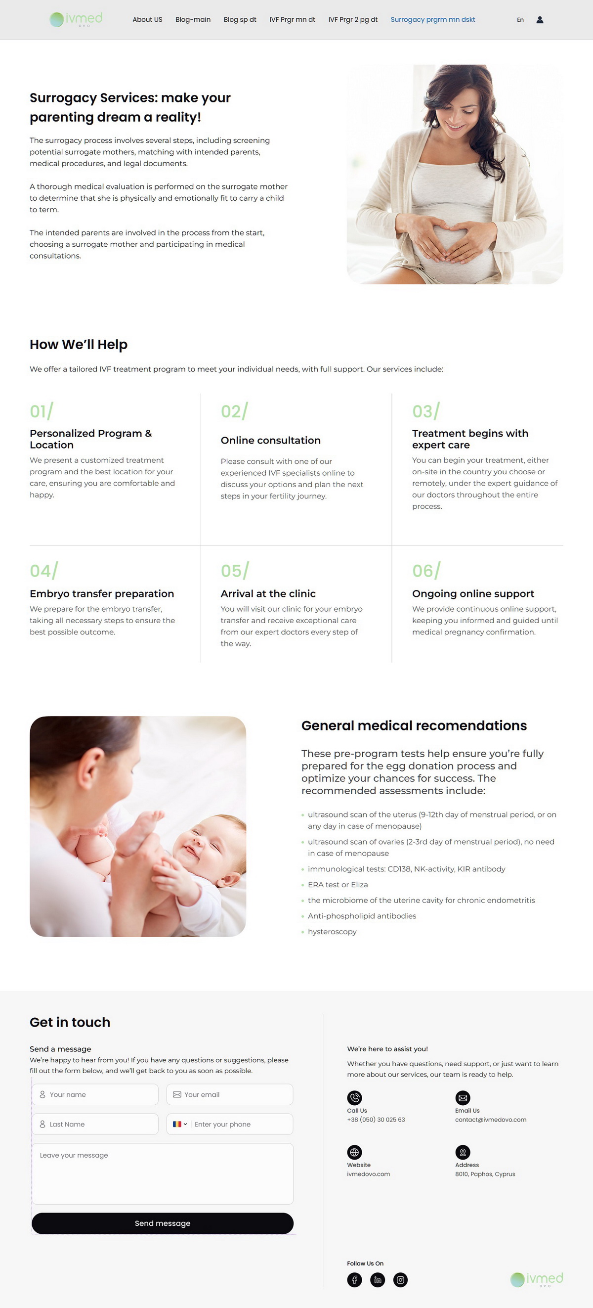 IVMED — Surrogacy Services, desktop preview
